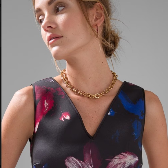 WHBM Feather Print Scuba Knit Dress - Picture 3 of 4